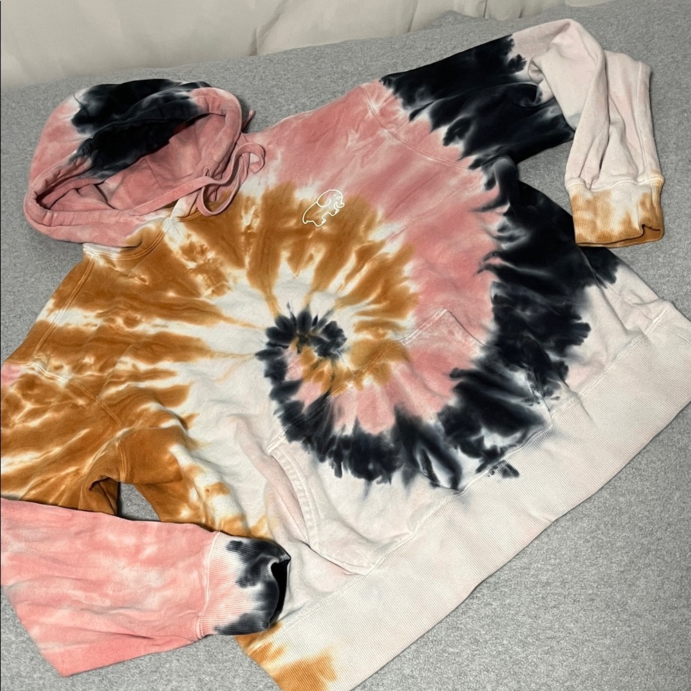 Ivory Ella Tie Dye Hoodie Sweatshirt Womens Medium Grunge Athleisure Skater